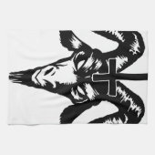 Satanische geitenkop met kruis (zwart) theedoek (Horizontaal)