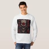 Satanische symbolen, boze zombie gezicht, vreemd,  t-shirt (Voorkant volledig)