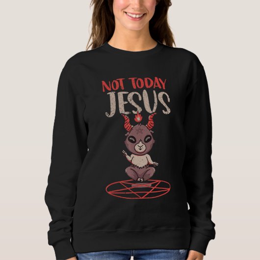 Satanisme Baphomet Geit Pentagram Niet Vandaag Je Trui (Voorkant)