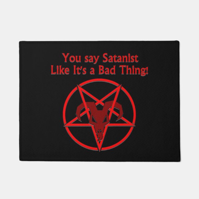Satanist Bad Ding Donk Humor Goat Pentacle Deurmat (Voorkant)