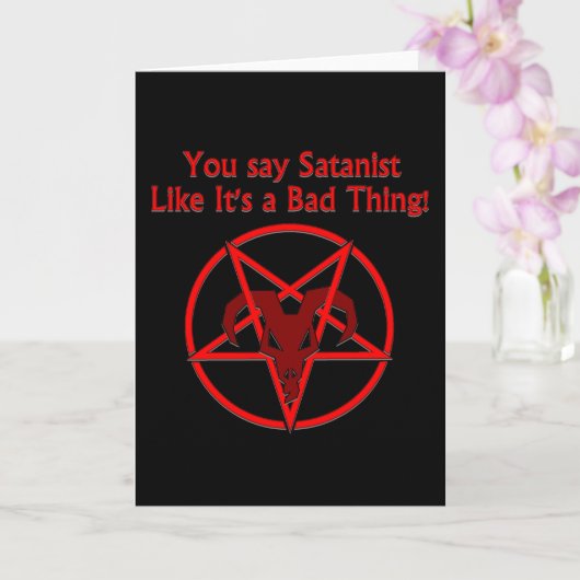 Satanist Bad Ding Donk Humor Goat Pentacle Kaart (Orchidee)