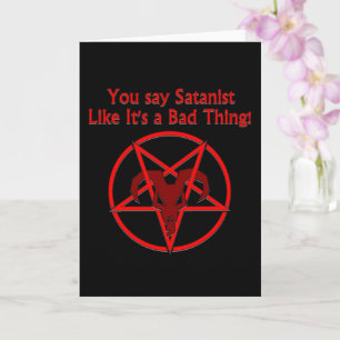 Satanist Bad Ding Donk Humor Goat Pentacle Kaart