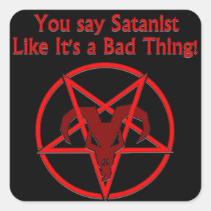 Satanist Bad Ding Donk Humor Goat Pentacle Vierkante Sticker