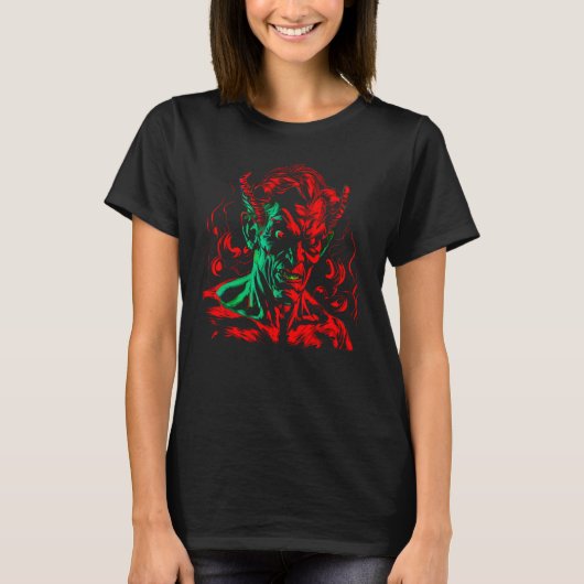Satanist Duivel Rode Demon Mammon T-shirt (Voorkant)