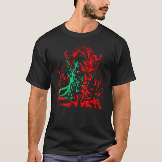 Satanist Duivel Rode Demon Mammon T-shirt (Voorkant)