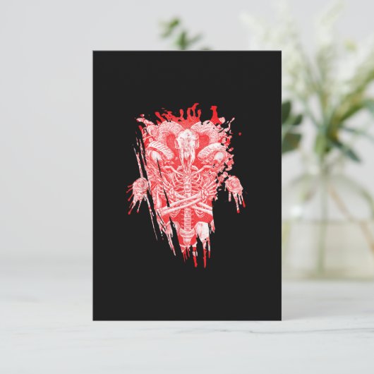 Satankrak alle hailgeit satanthuis RSVP kaartje (Staand voorkant)