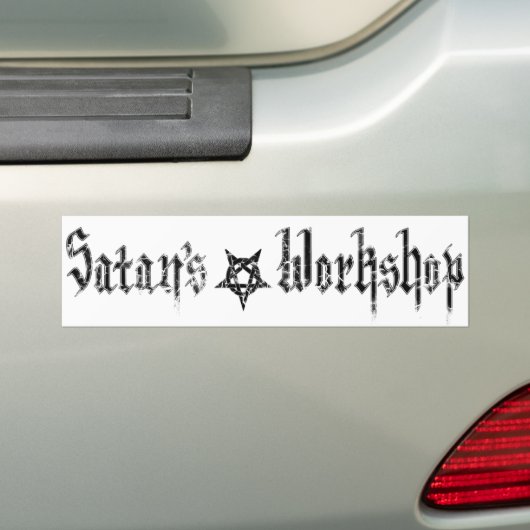 Satans workshop bumpersticker (Op auto)