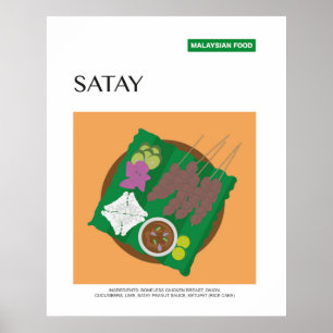 Satay Maleisië Reizen Food Wall Art Poster