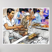 Satay Seller - Aquarel Art Print (Voorkant)