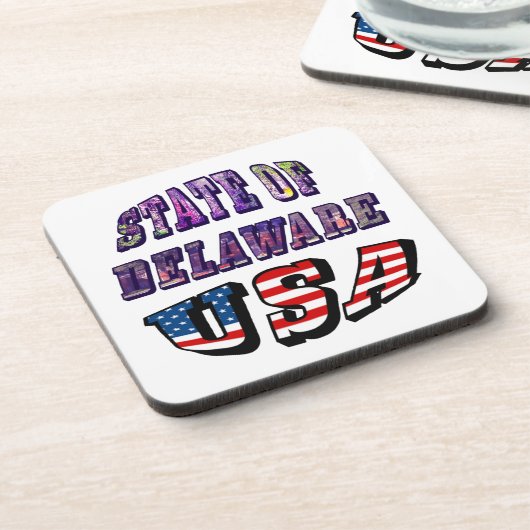Sate van Delaware Afbeelding en Vlagtekst VS Bier Onderzetter (Linkerzijde)
