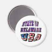Sate van Delaware Afbeelding en Vlagtekst VS Magneet (Voorkant / Achterkant)