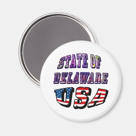Sate van Delaware Afbeelding en Vlagtekst VS Magneet (Voorkant / Achterkant)