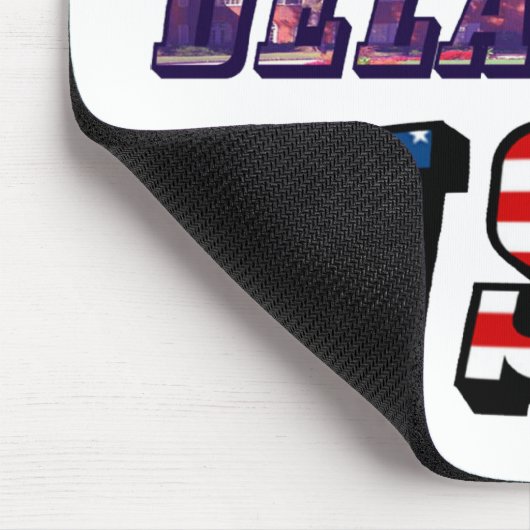 Sate van Delaware Afbeelding en Vlagtekst VS Muismat (Hoek)