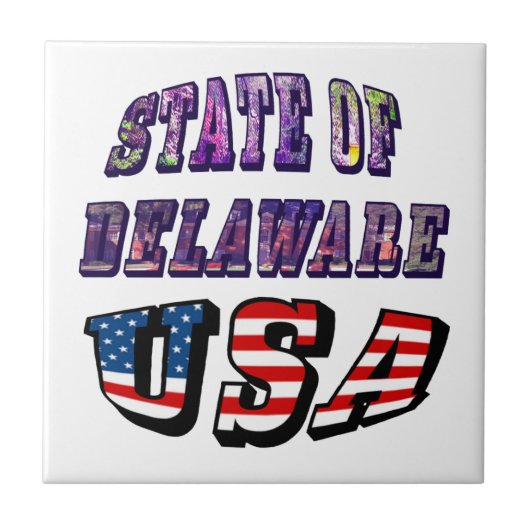 Sate van Delaware Afbeelding en Vlagtekst VS Tegeltje (Voorkant)