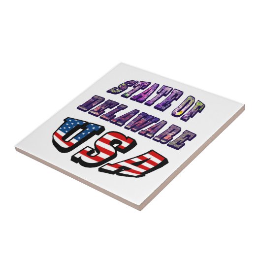 Sate van Delaware Afbeelding en Vlagtekst VS Tegeltje (Zijkant)