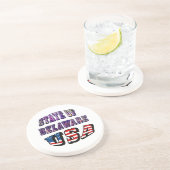 Sate van Delaware Afbeelding en Vlagtekst VS Zandsteen Onderzetter (Zijkant)