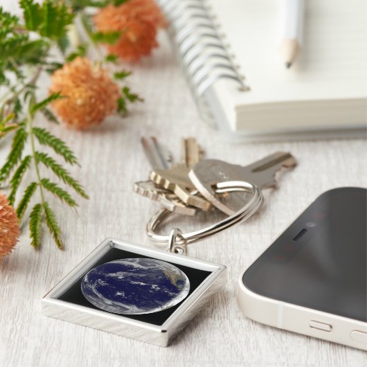 Satelliet-afbeelding van Aarde 2 Sleutelhanger (Zijkant)