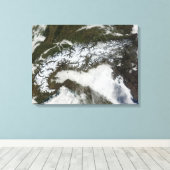 Satelliet-afbeelding van de bergketen van de Alpen Canvas Afdruk (Insitu (Houten vloer))