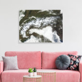 Satelliet-afbeelding van de bergketen van de Alpen Canvas Afdruk (Insitu (Woonkamer))