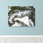Satelliet-afbeelding van de bergketen van de Alpen Canvas Afdruk (Insitu (Houten vloer))