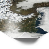 Satelliet-afbeelding van de bergketen van de Alpen Foto Afdruk (Hoek)