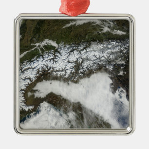 Satelliet-afbeelding van de bergketen van de Alpen Metalen Ornament