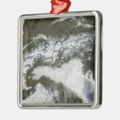 Satelliet-afbeelding van de bergketen van de Alpen Metalen Ornament (Links)