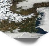 Satelliet-afbeelding van de bergketen van de Alpen Poster (Hoek)