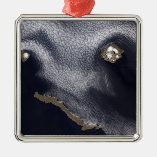 Satelliet-afbeelding van het eiland Semisopochnoi Metalen Ornament (Voorkant)