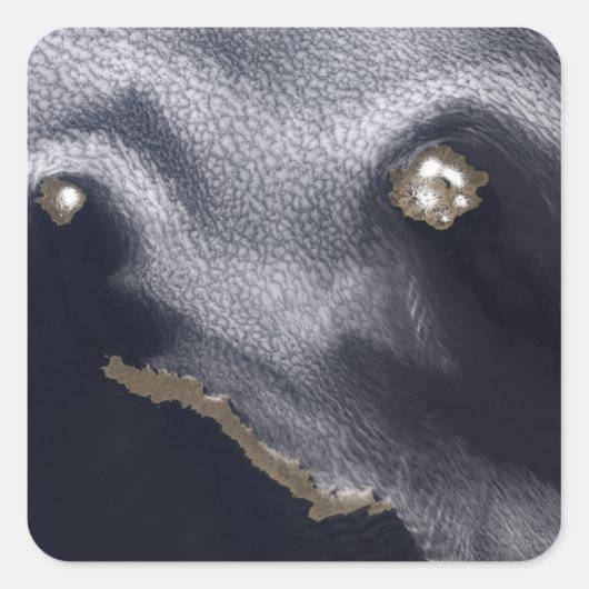 Satelliet-afbeelding van het eiland Semisopochnoi Vierkante Sticker (Voorkant)