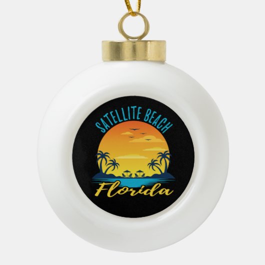 Satelliet Beach Florida Palm Trees Beach Keramische Bal Ornament (Voorkant)