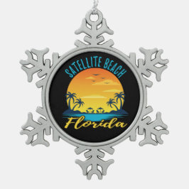 Satelliet Beach Florida Palm Trees Beach Tin Sneeuwvlok Ornament