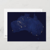 Satelliet de nachtlichten van Australië. Briefkaart (Voorkant / Achterkant)