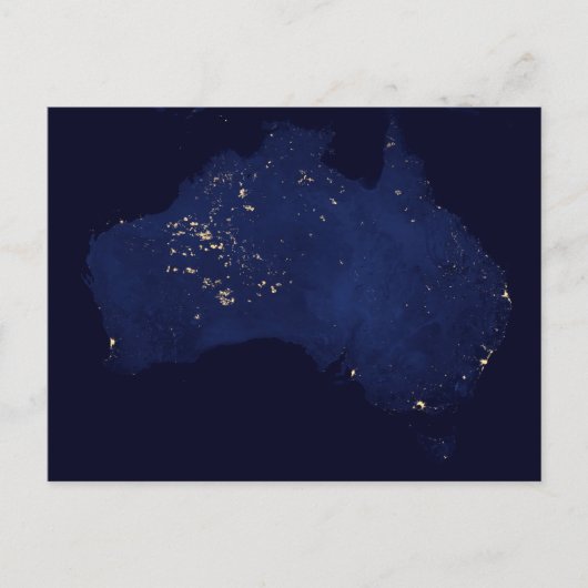 Satelliet de nachtlichten van Australië. Briefkaart (Voorkant)