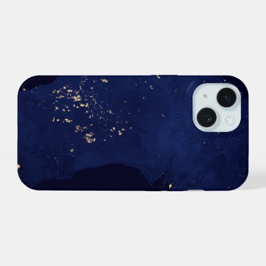 Satelliet de nachtlichten van Australië. iPhone 15 Case (Achterkant horizontaal)