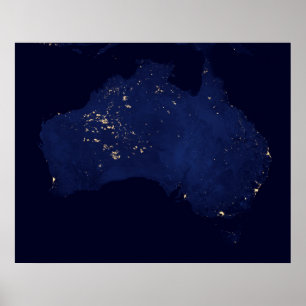 Satelliet de nachtlichten van Australië. Poster
