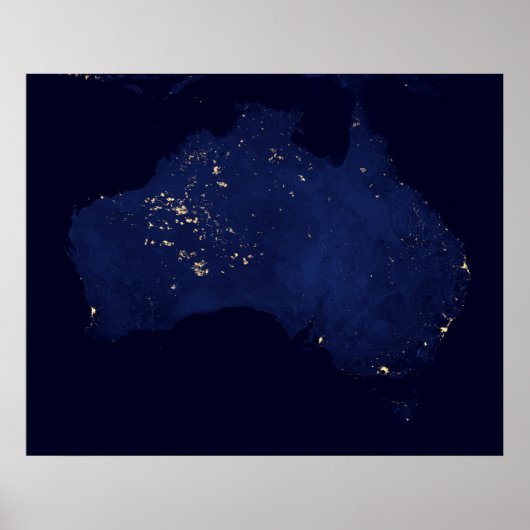 Satelliet de nachtlichten van Australië. Poster (Voorkant)