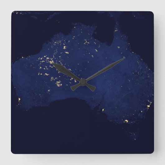 Satelliet de nachtlichten van Australië. Vierkante Klok (Voorkant)