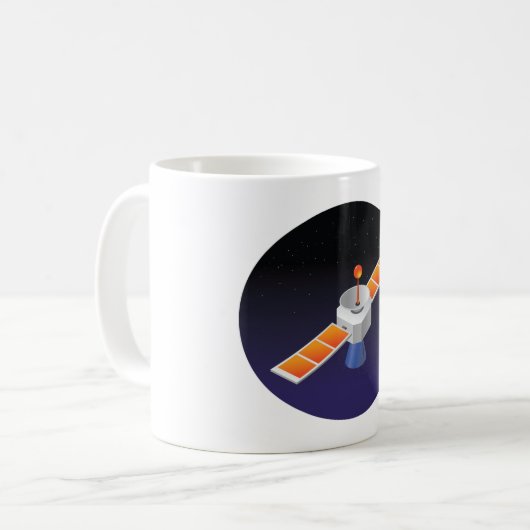 Satelliet in de ruimte koffiemok (Voorkant links)