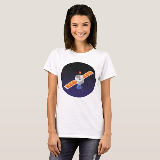 Satelliet in de ruimte t-shirt (Voorkant volledig)