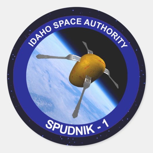 Satelliet Missiepatch Idaho Spudnik Ronde Sticker (Voorkant)