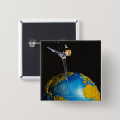 Satelliet Orbiting Earth 6 Vierkante Button 5,1 Cm (Voorkant /achterkant)