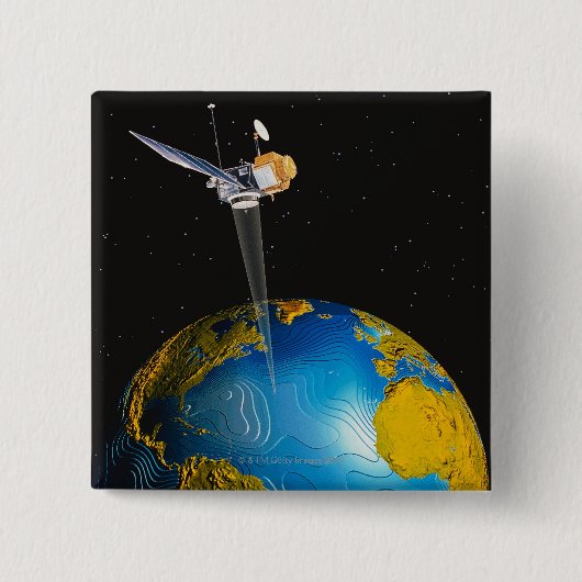 Satelliet Orbiting Earth 6 Vierkante Button 5,1 Cm (Voorkant)
