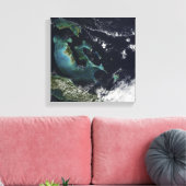 Satelliet-uitzicht van de Bahama-eilanden Canvas Afdruk (Insitu (Woonkamer))