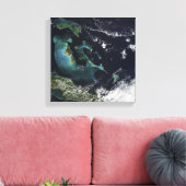 Satelliet-uitzicht van de Bahama-eilanden Canvas Afdruk (Insitu (Woonkamer))