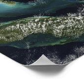 Satelliet-uitzicht van de Bahama-eilanden Poster (Hoek)