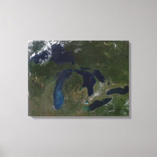 Satelliet-uitzicht van de Grote Meren Canvas Afdruk