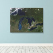 Satelliet-uitzicht van de Grote Meren Canvas Afdruk (Insitu (Houten vloer))