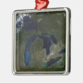 Satelliet-uitzicht van de Grote Meren Metalen Ornament (Links)