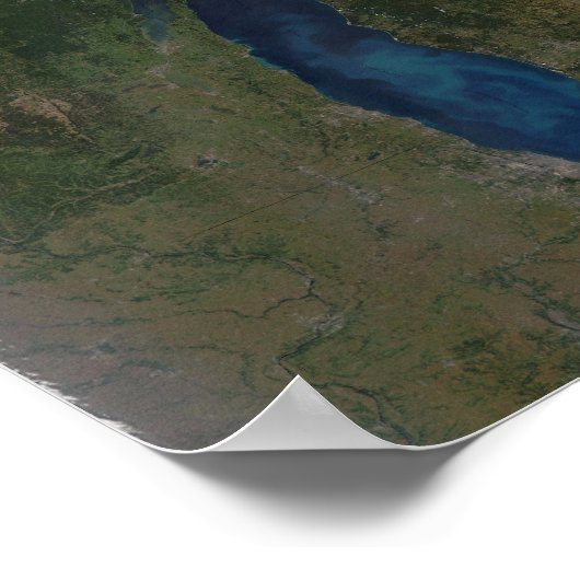 Satelliet-uitzicht van de Grote Meren Poster (Hoek)